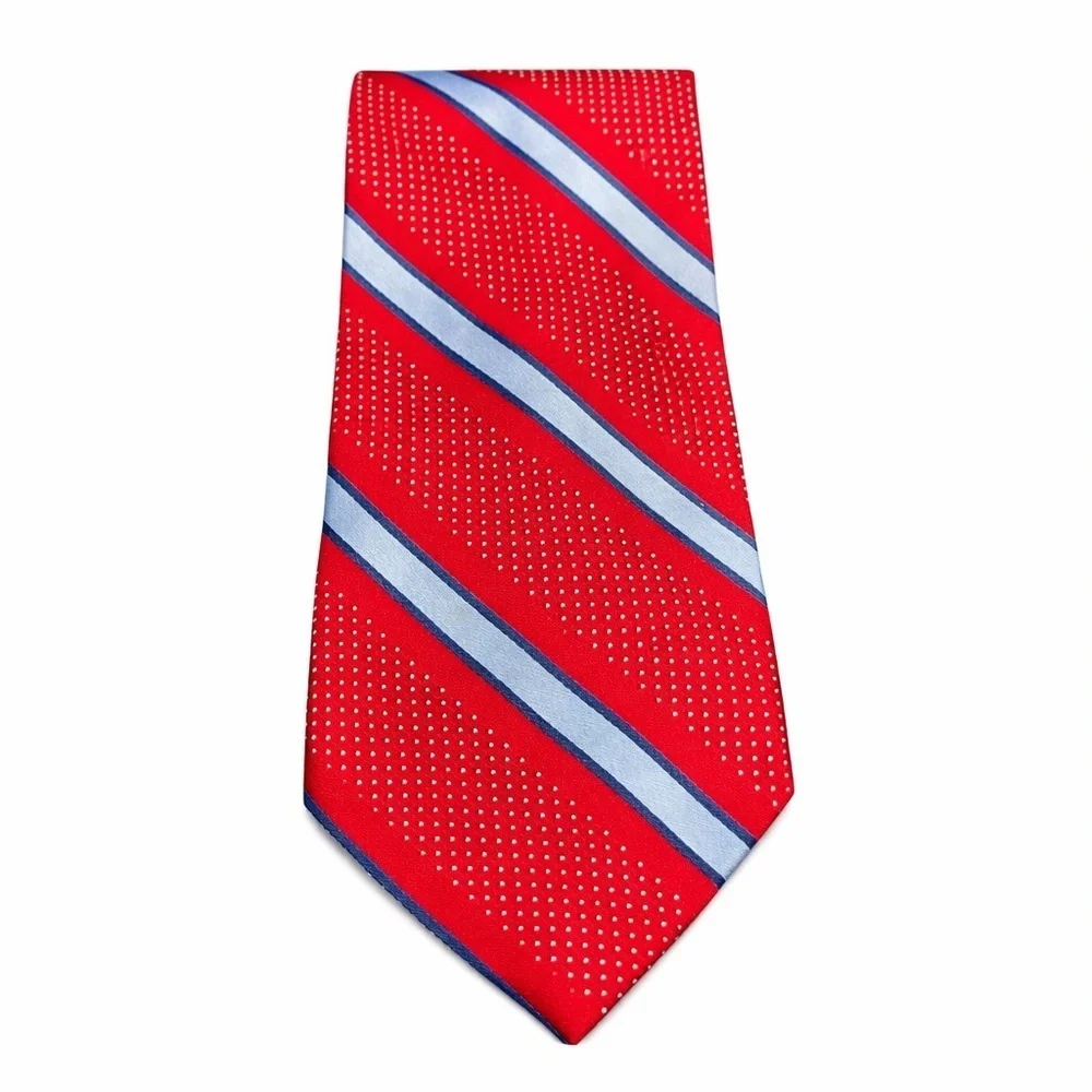Nautica Men’s Ties Set of 2 Repp Necktie 100% Silk Red Striped Diamond L 57-58”